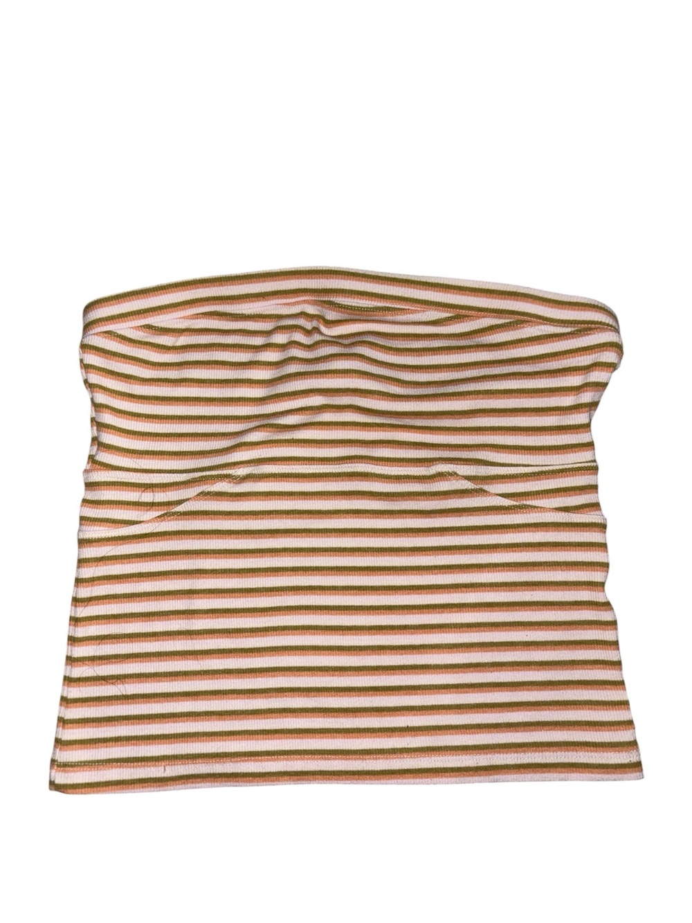 BDG Pink and Olive Green Striped Tube Top